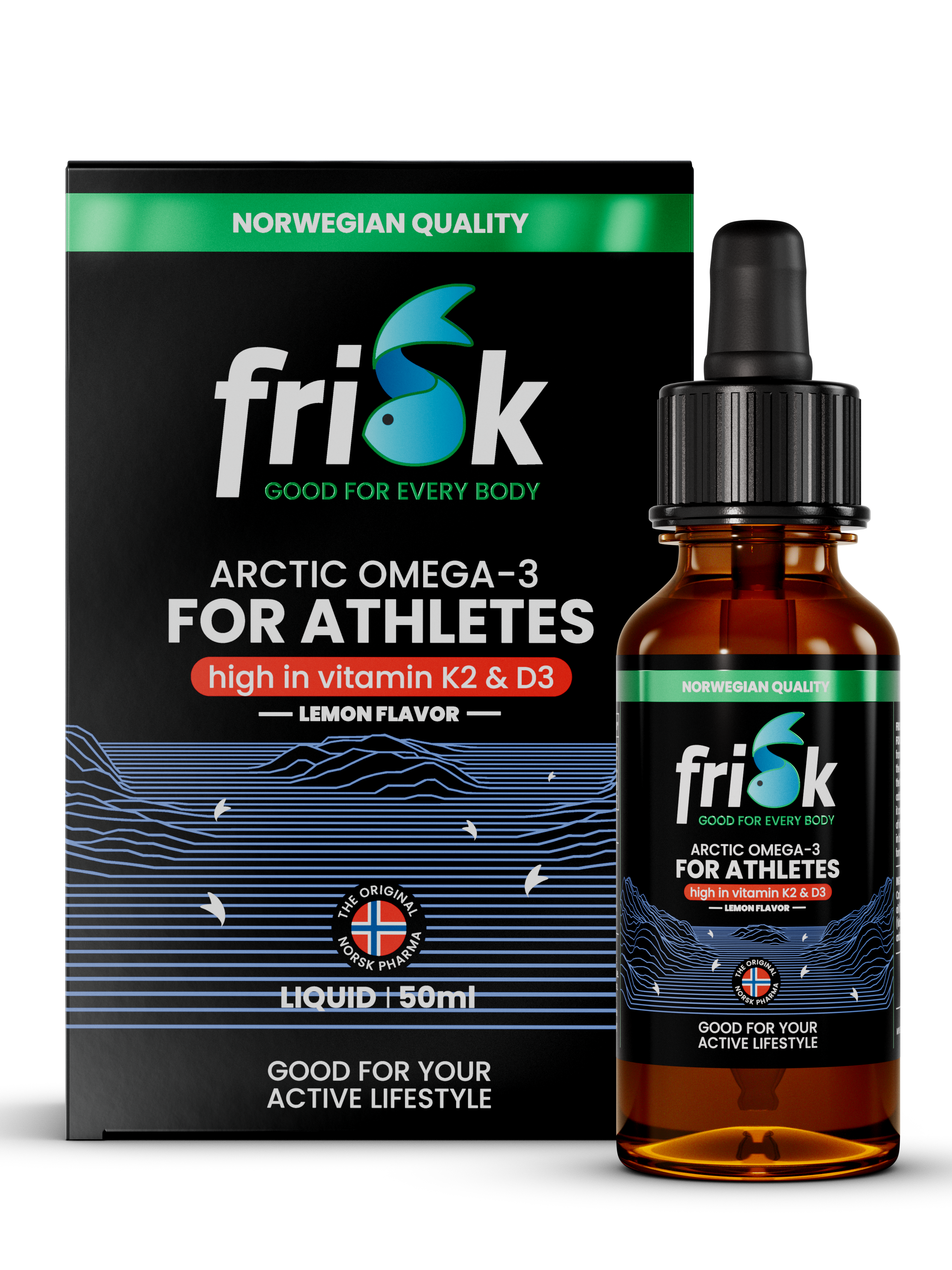 Frisk Arctic Omega-3 for aktive i produktemballasje