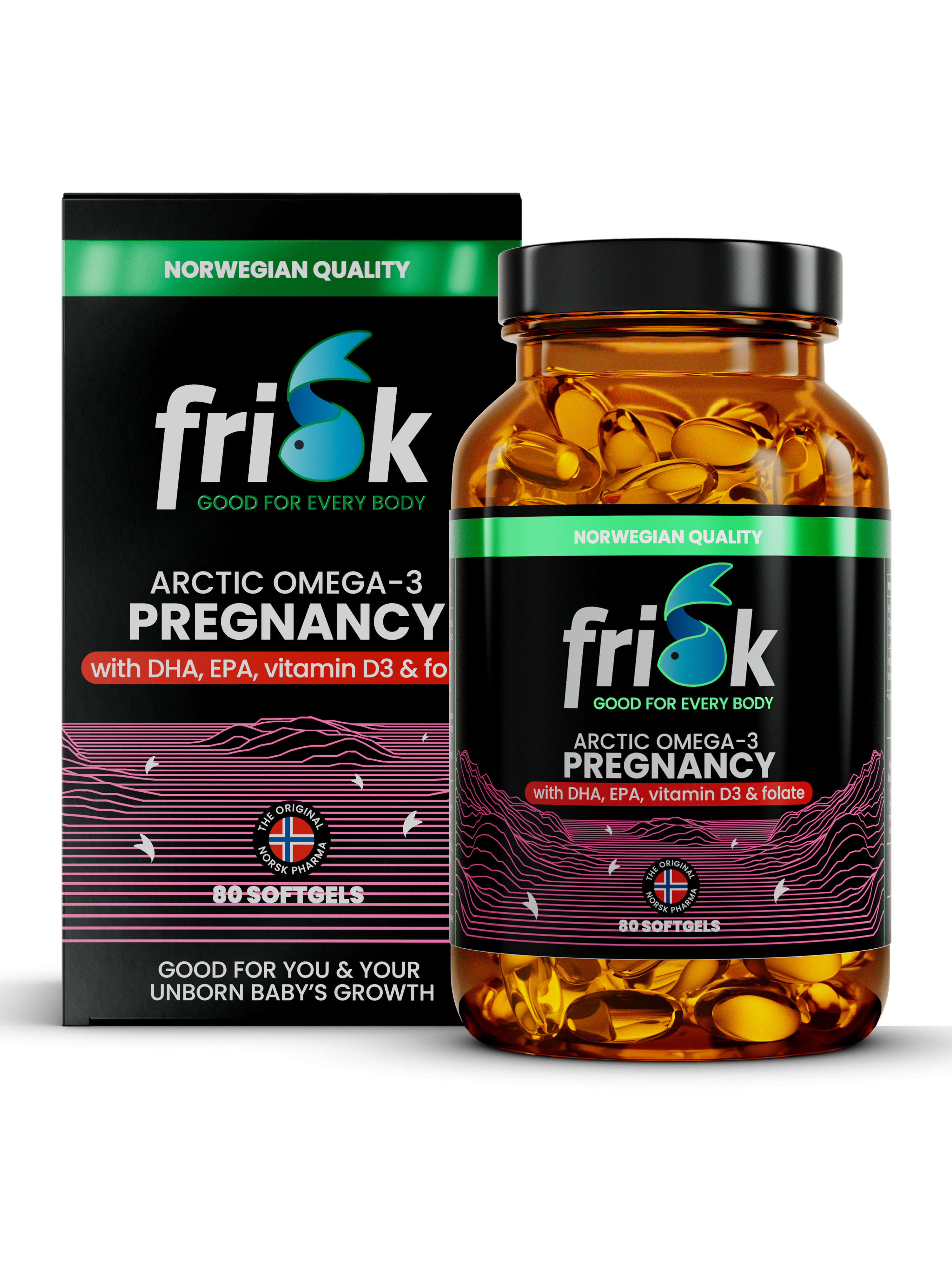 Frisk Arctic Omega-3 Graviditet i produktemballasje