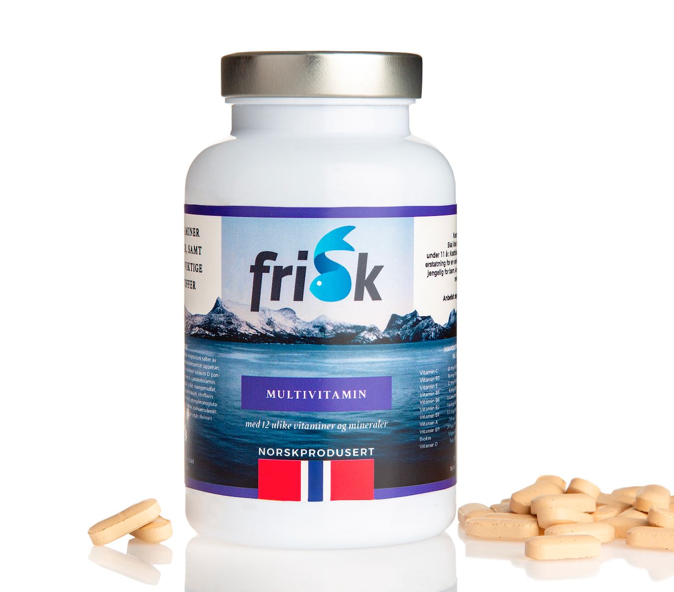 Frisk Multivitamin (120 tabletter) i produktemballasje