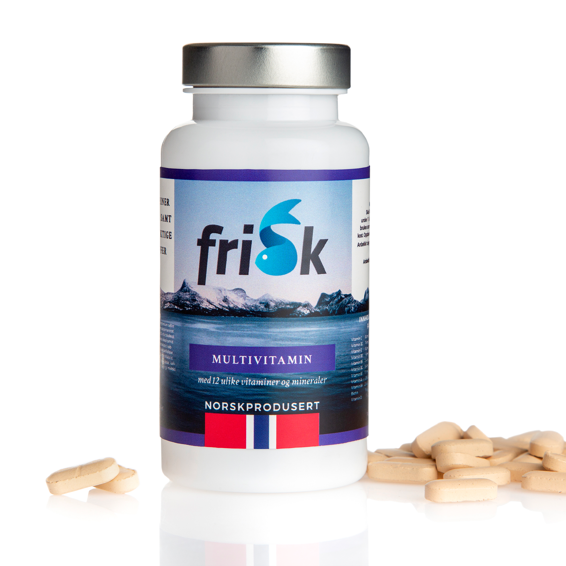 Frisk Multivitamin (60 tabletter) i produktemballasje