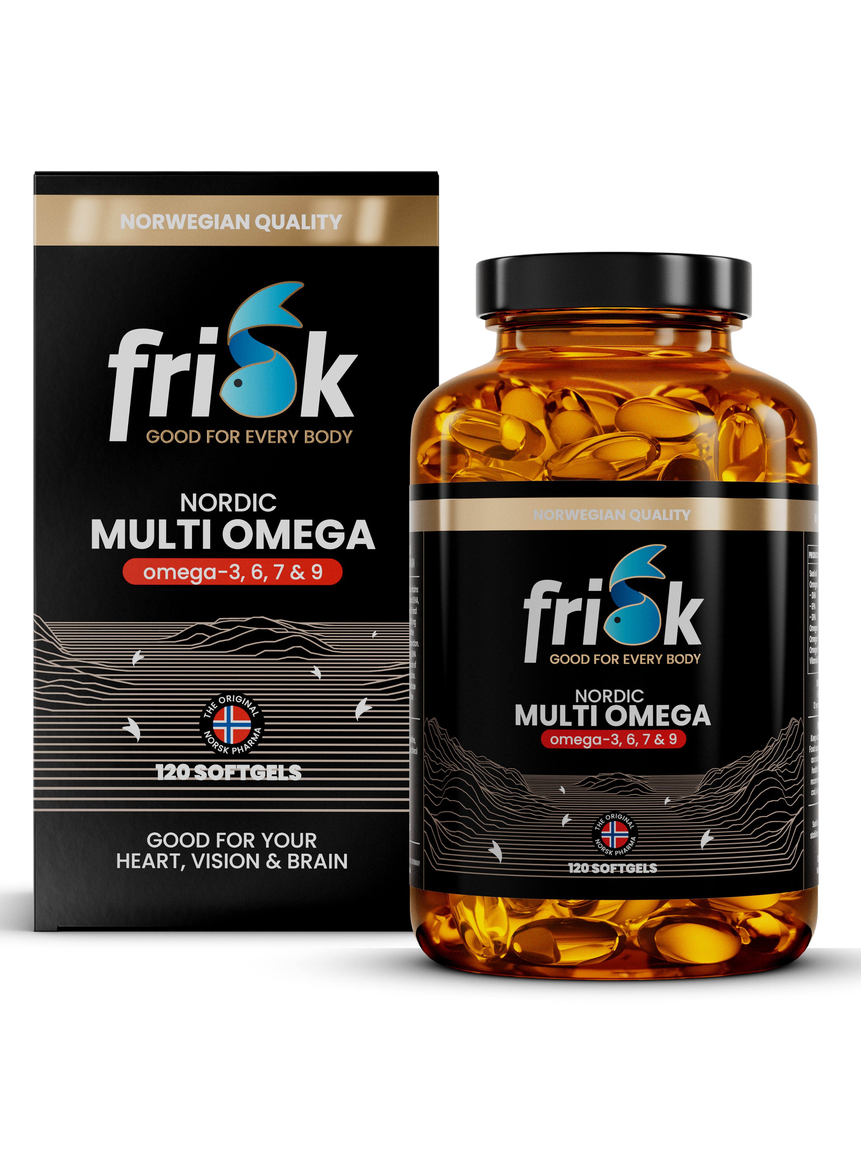 Frisk Nordic Multi Omega (120 kapsler) i produktemballasje