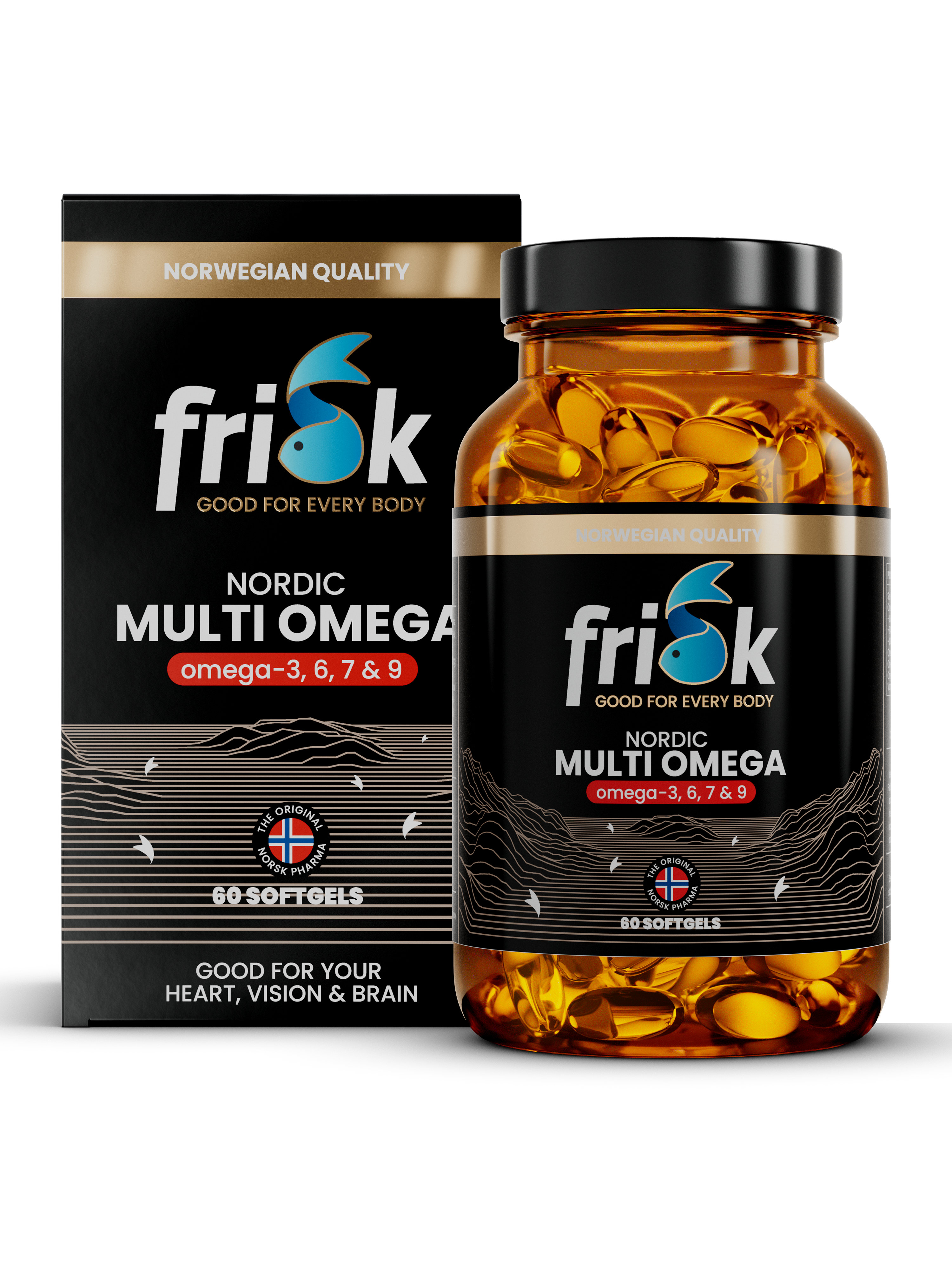 Frisk Nordic Multi Omega (60 kapsler) i produktemballasje