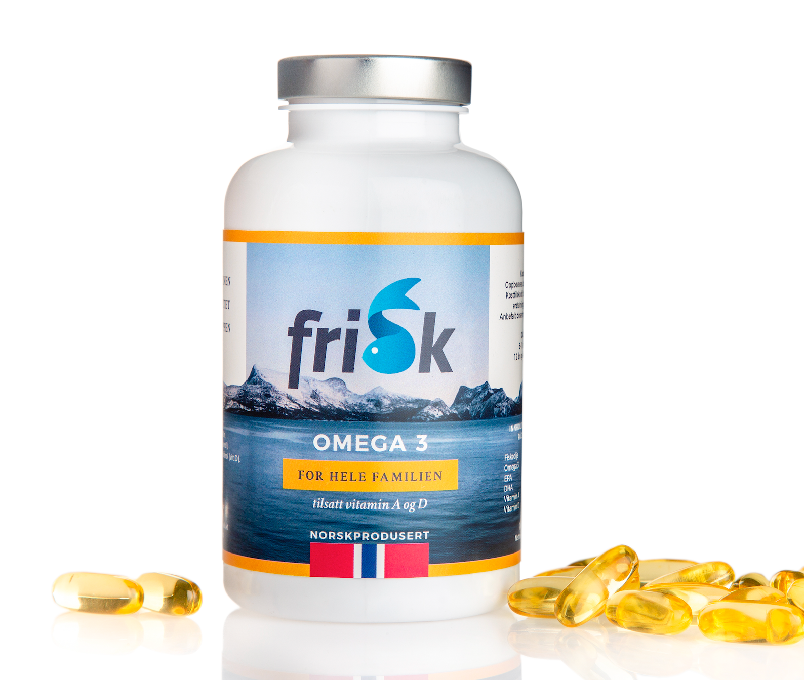Frisk Omega-3 for hele familien i produktemballasje