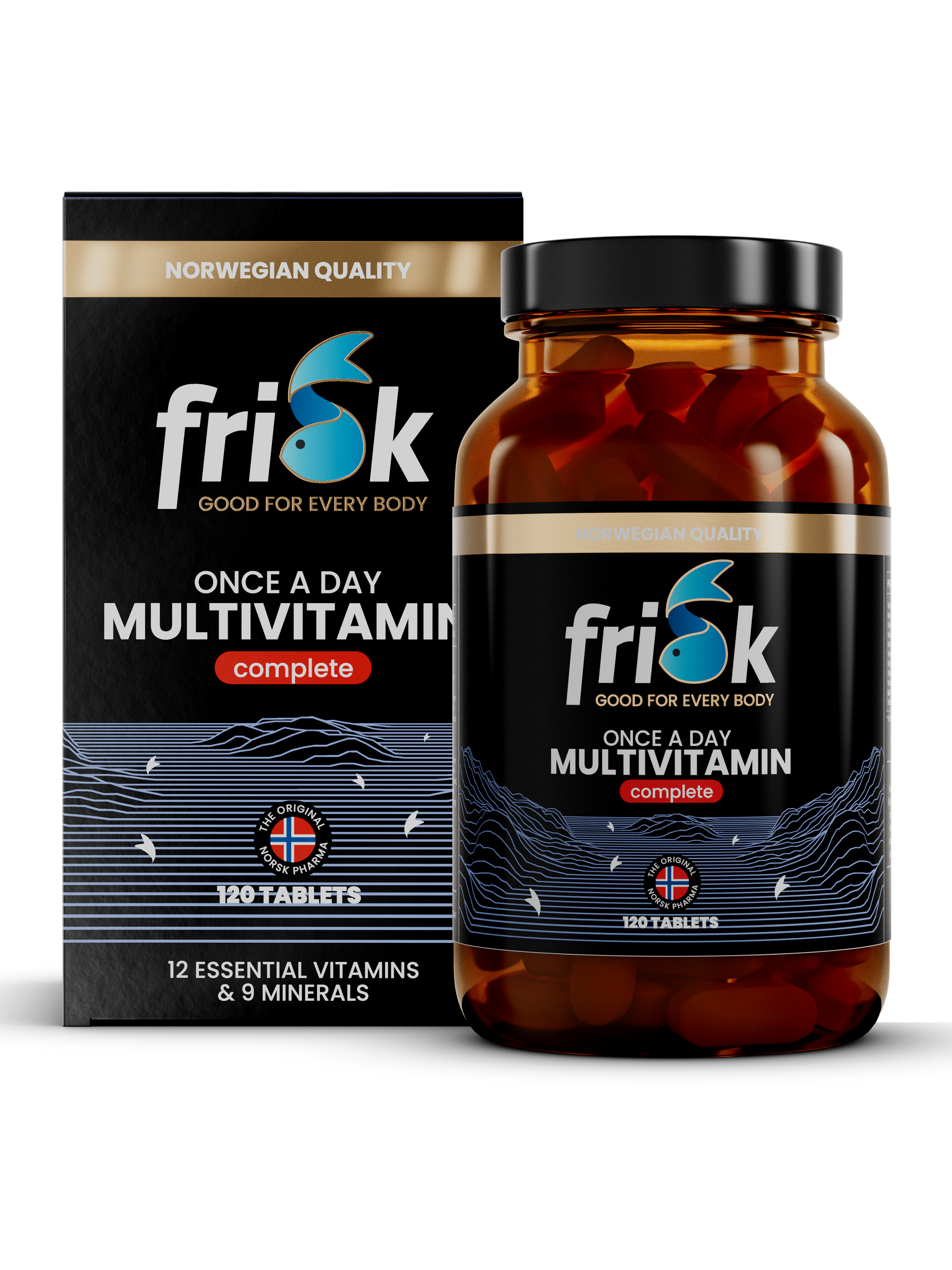 Frisk – ONCE A DAY MULTIVITAMIN (120 TABLETTER) i produktemballasje