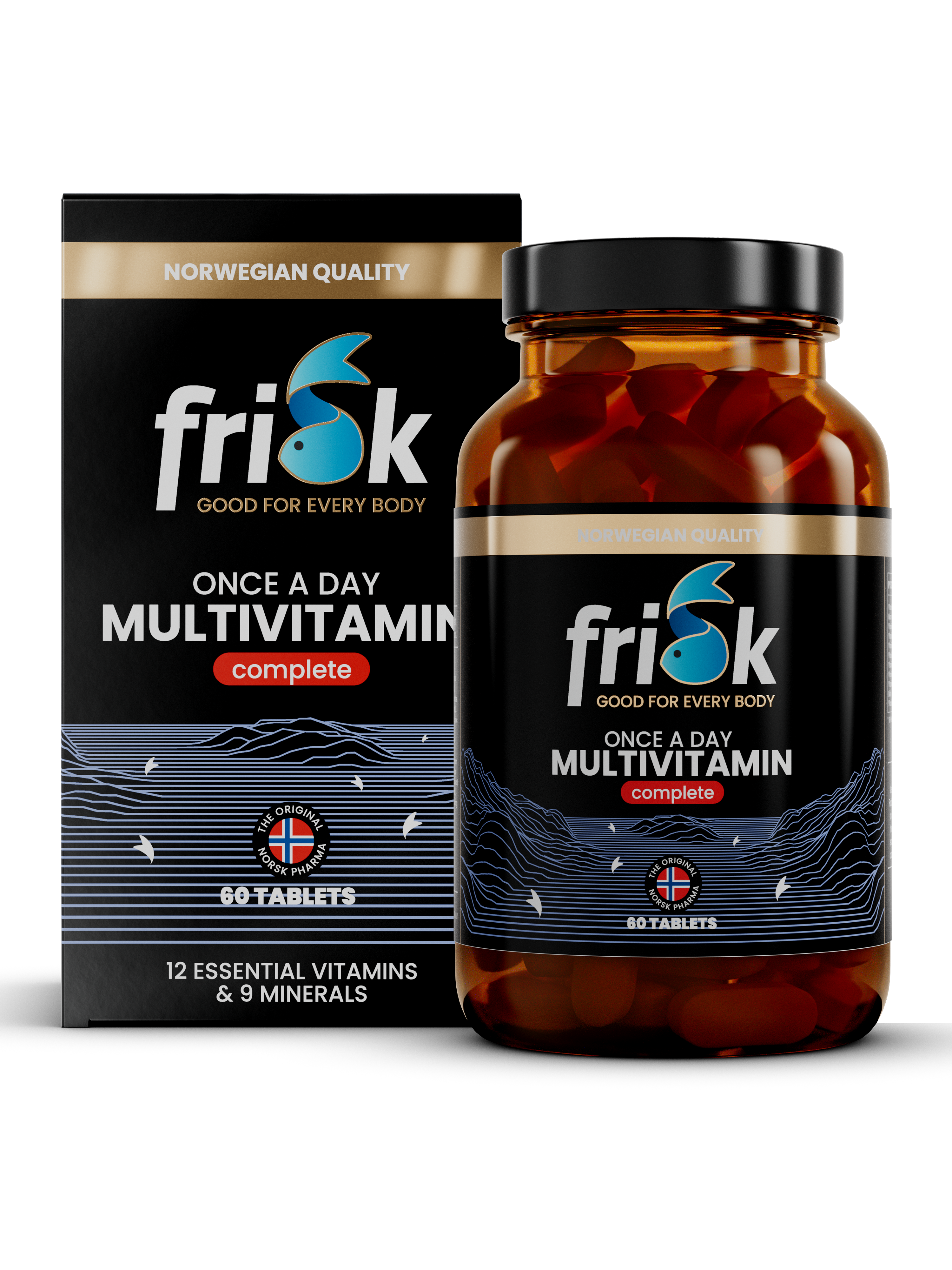 Frisk – ONCE A DAY MULTIVITAMIN (60 TABLETTER) i produktemballasje