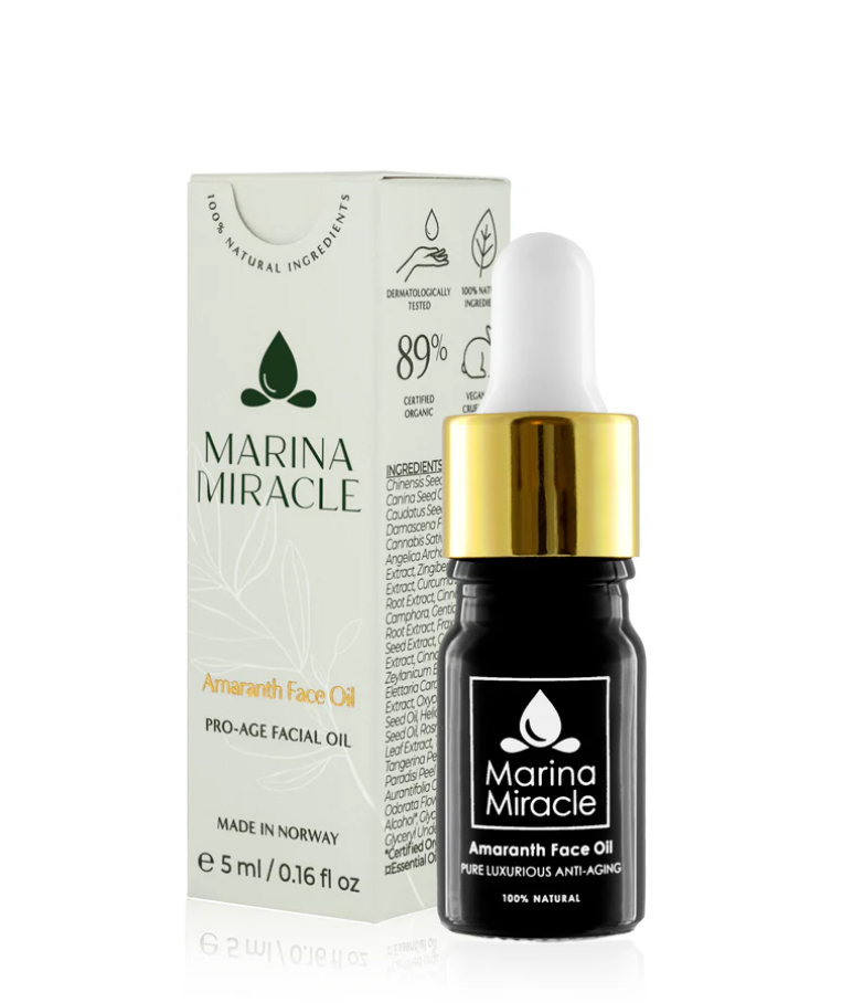 MARINA MIRACLE Amaranth ansiktsolje med liten pipetteflaske og eske
