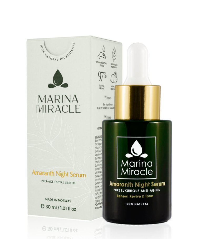 MARINA MIRACLE Amaranth nattserum med pipetteflaske og eske